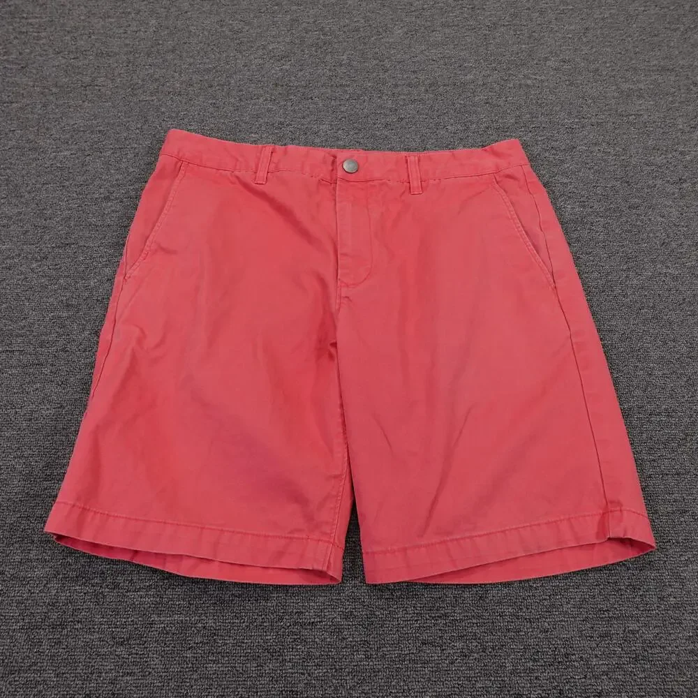 Bonobos Shorts Mens 34 Red Chino Cotton 9 Inseam Flat Front Casual Summer